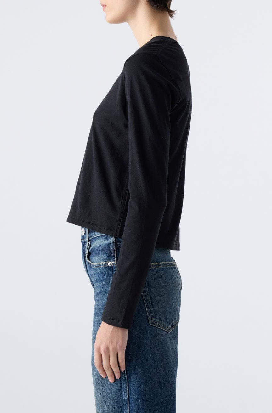 Linen L/S Babe Tee Black AMO