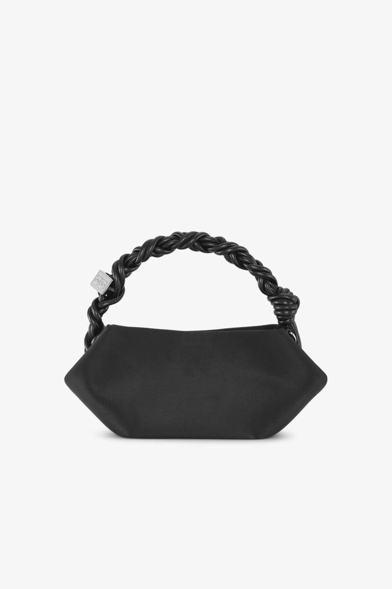 Black Satin Mini Ganni Bou Bag
