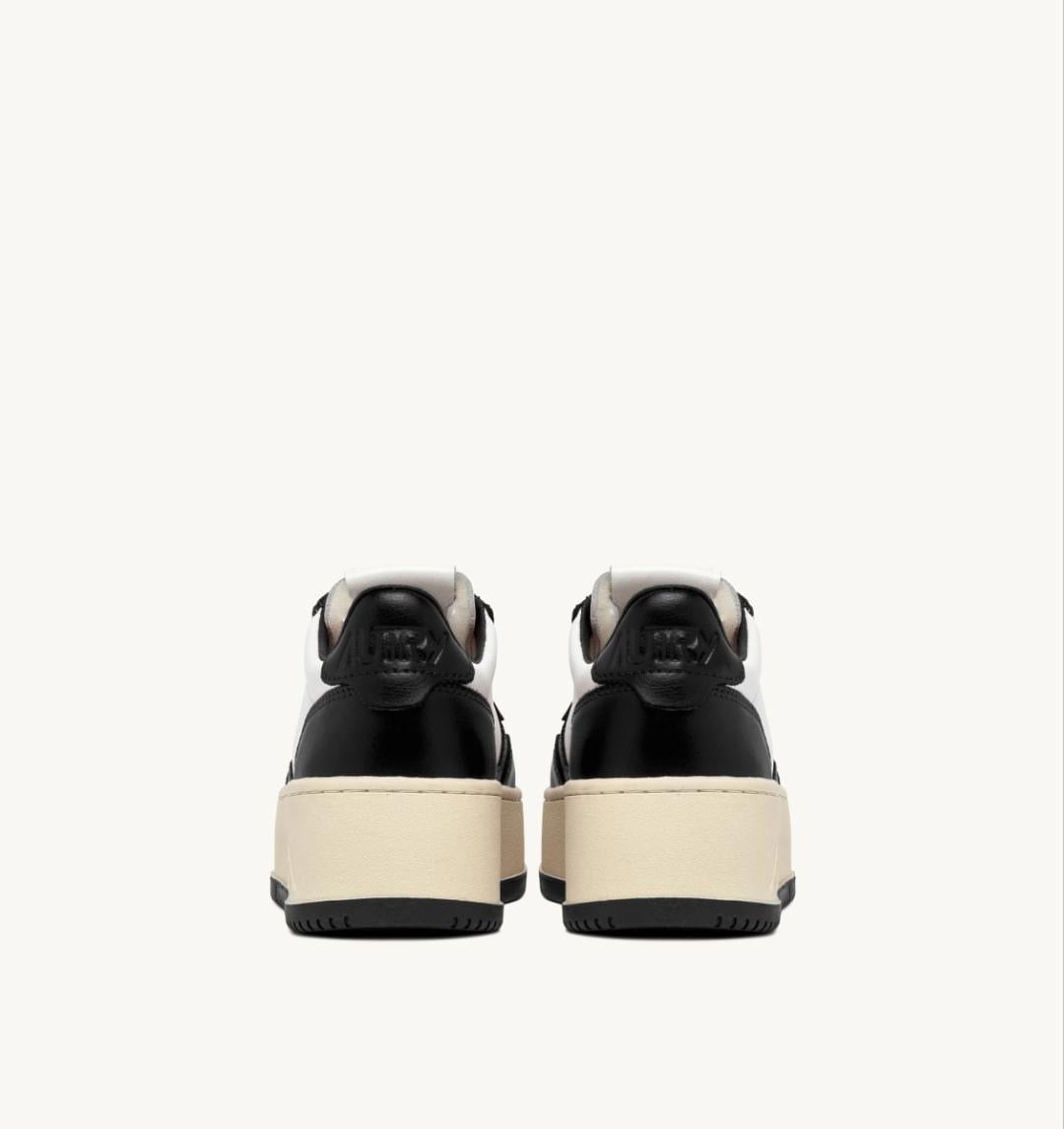 Medalist Platform Sneakers In White And Black Leather