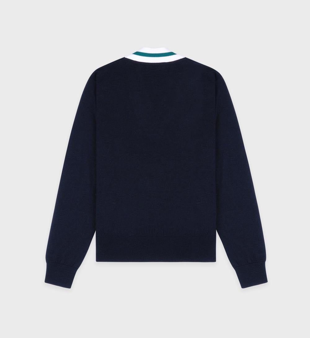 SCR Minimalist V-Neck Sweater Navy/Off White/Alpine