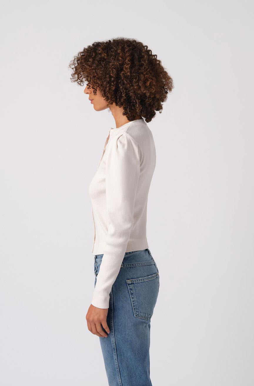 Puff Sleeve Cardigan Off White