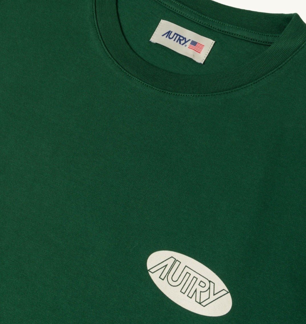 T-Shirt In Green Cotton With Printed Logo