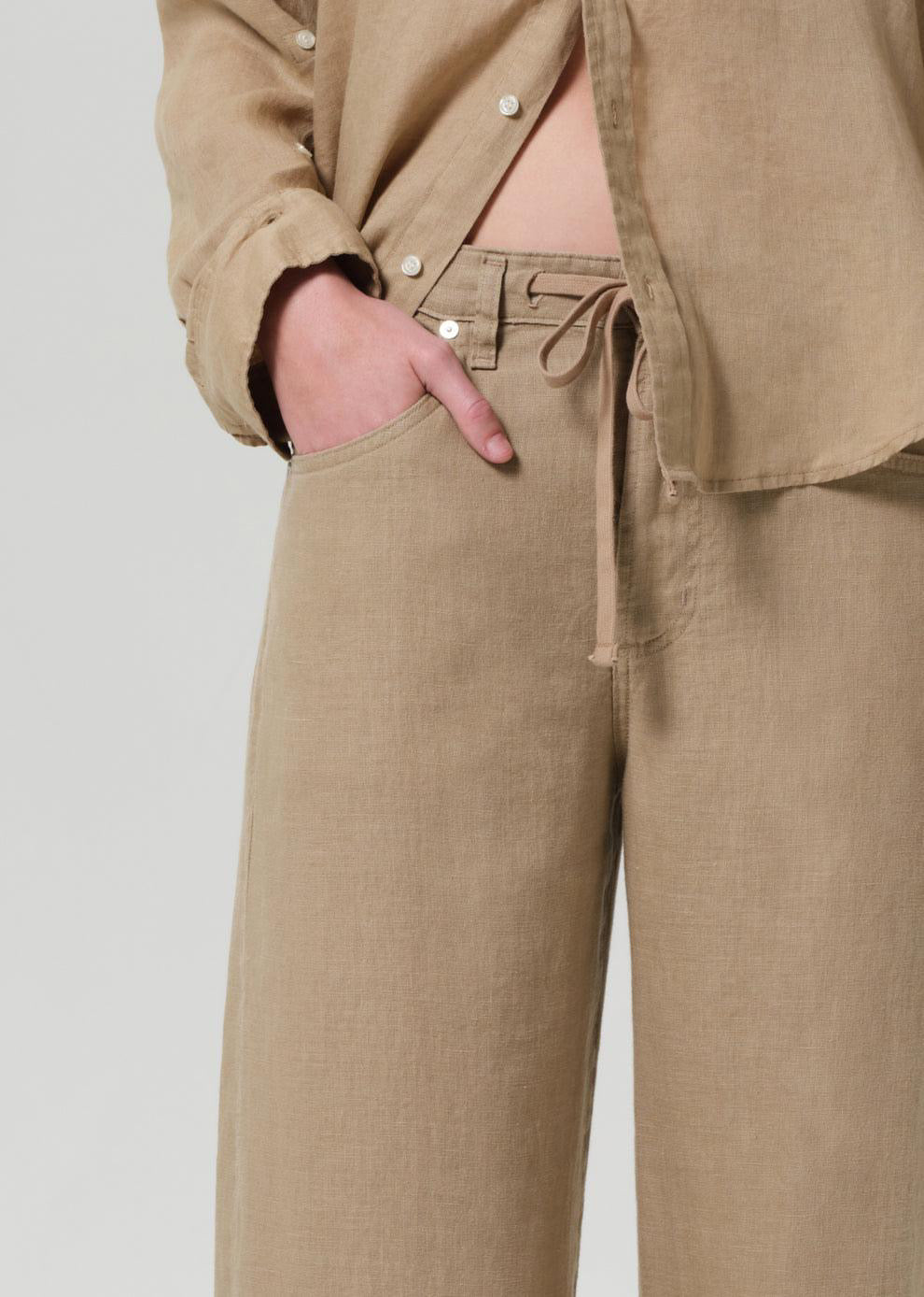 Brynn Drawstring Linen Trouser Gobi