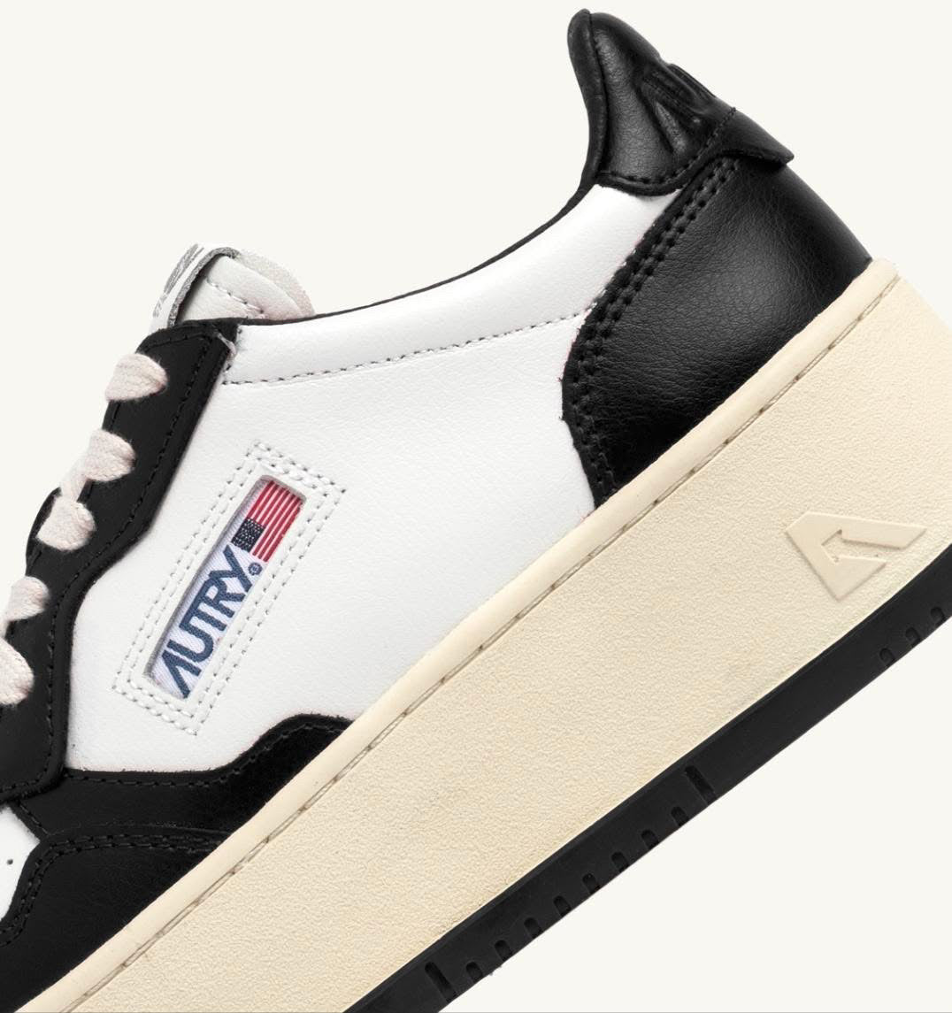 Medalist Platform Sneakers In White And Black Leather