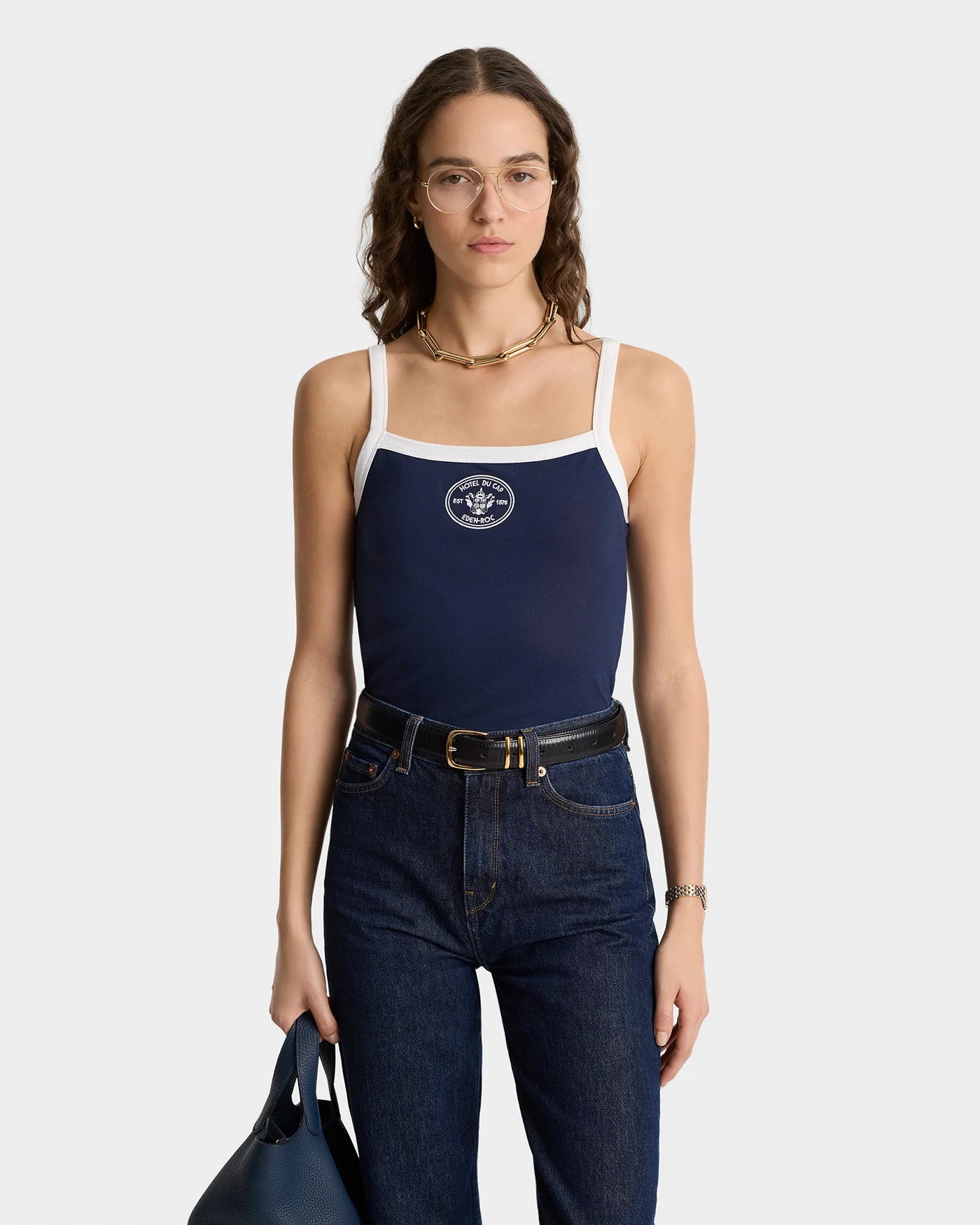 Eden Crest Embroidered Pique Tank | Navy/White

SPORTY & RICH