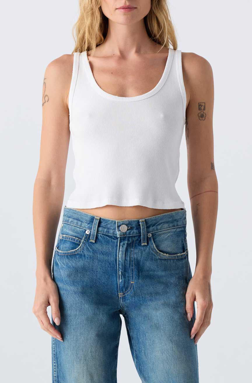 Crop Rib Tank White