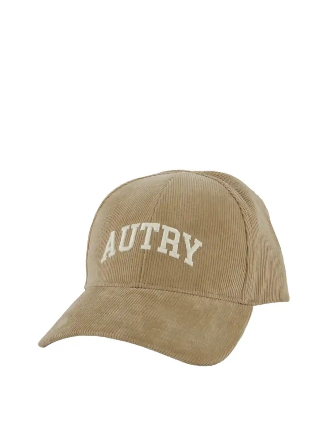 Baseball Cap In Embroidered Beige Corduroy