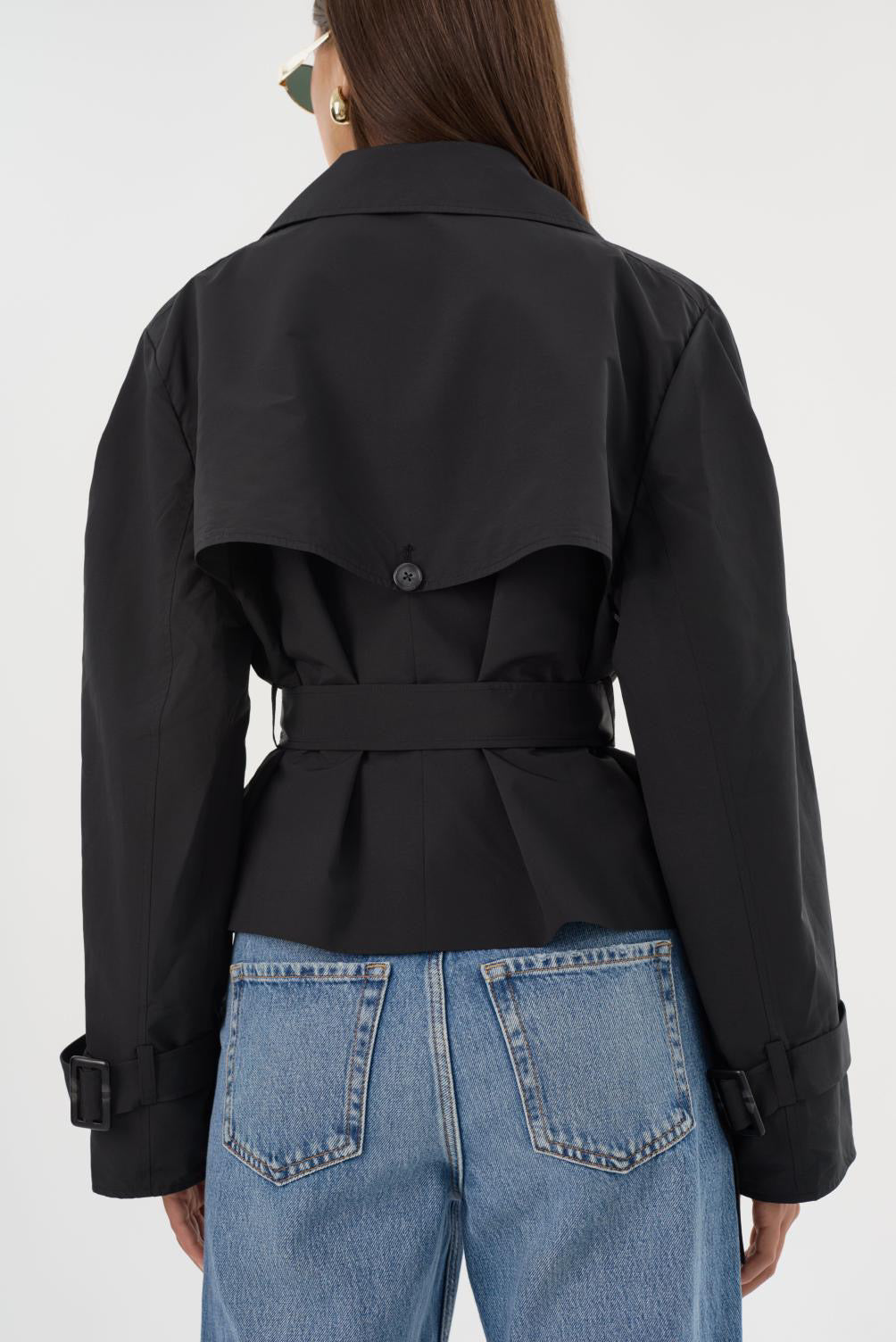 Quinn Cropped Trench Coat Black