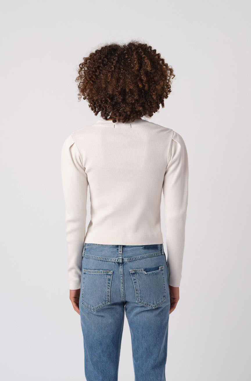 Puff Sleeve Cardigan Off White