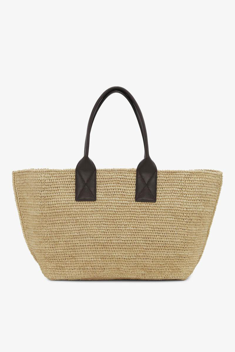 Brown Medium Raffia Tote Seal Brown