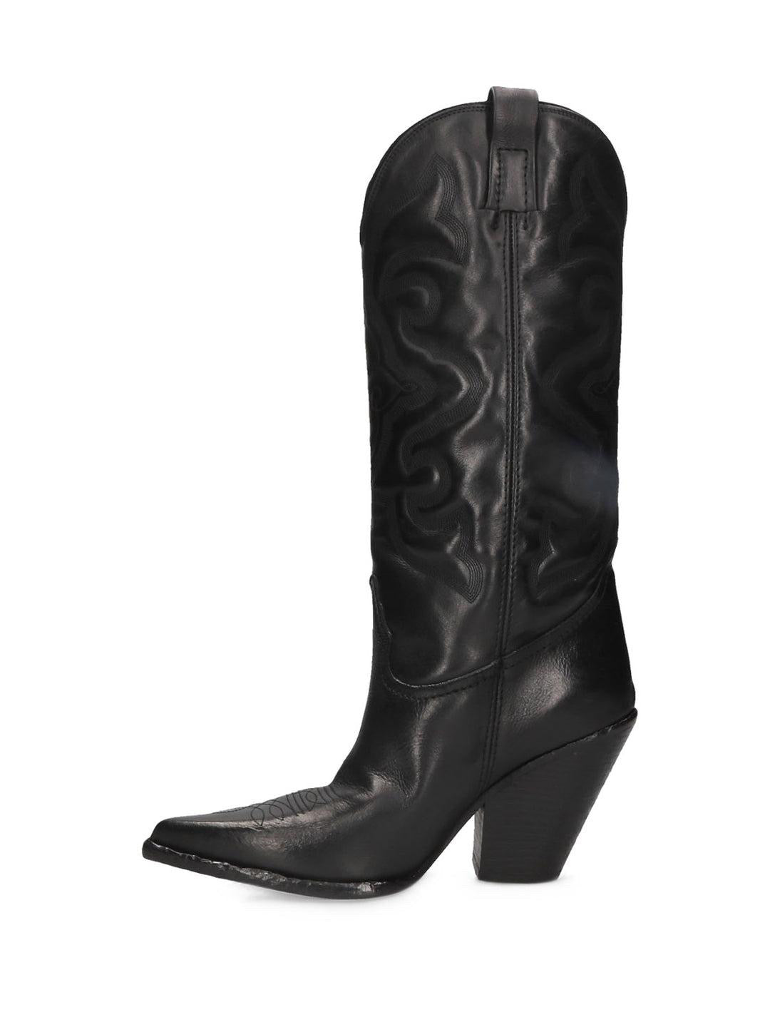 Black Leather Texan Boots