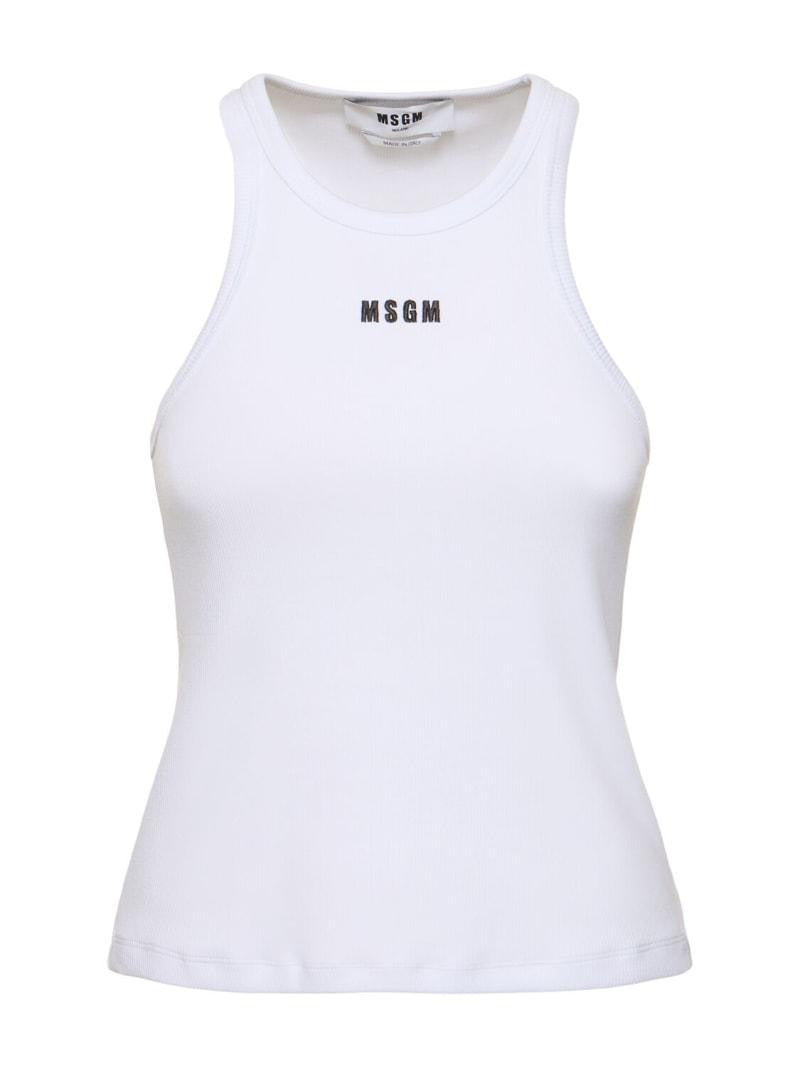 Cotton Jersey Logo Tank Top Optical White