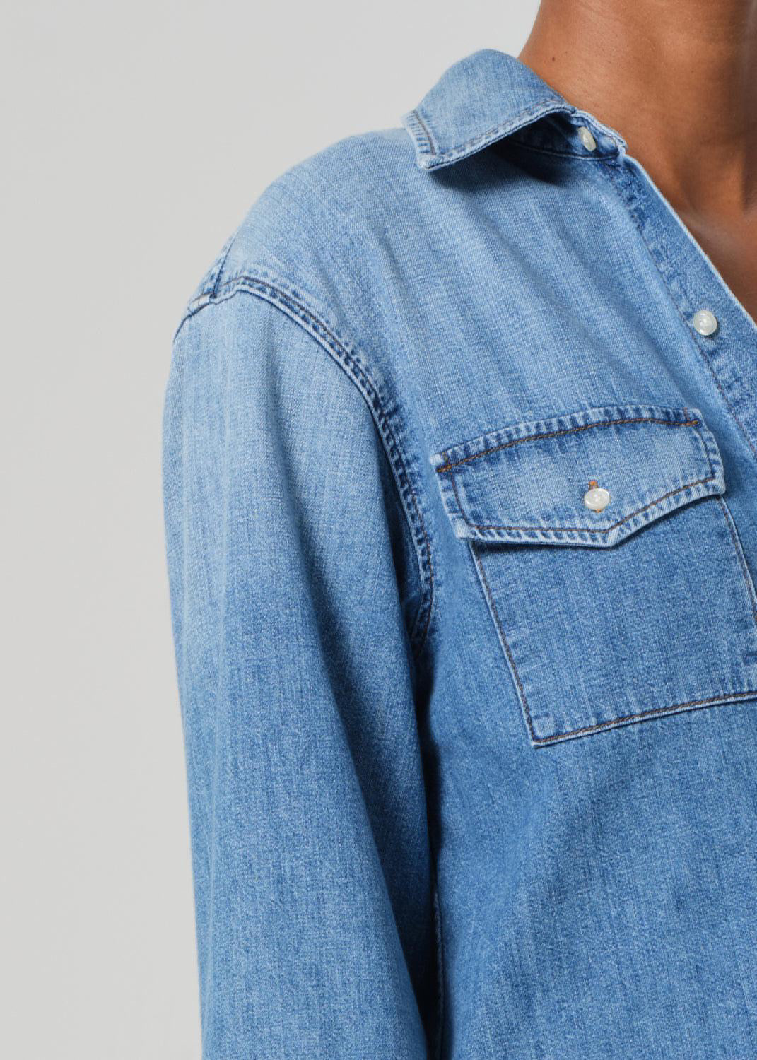 Baby Shay Cropped Shirt Carolina Blue