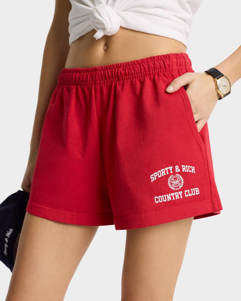 Varsity Crest Disco Short Ruby/White