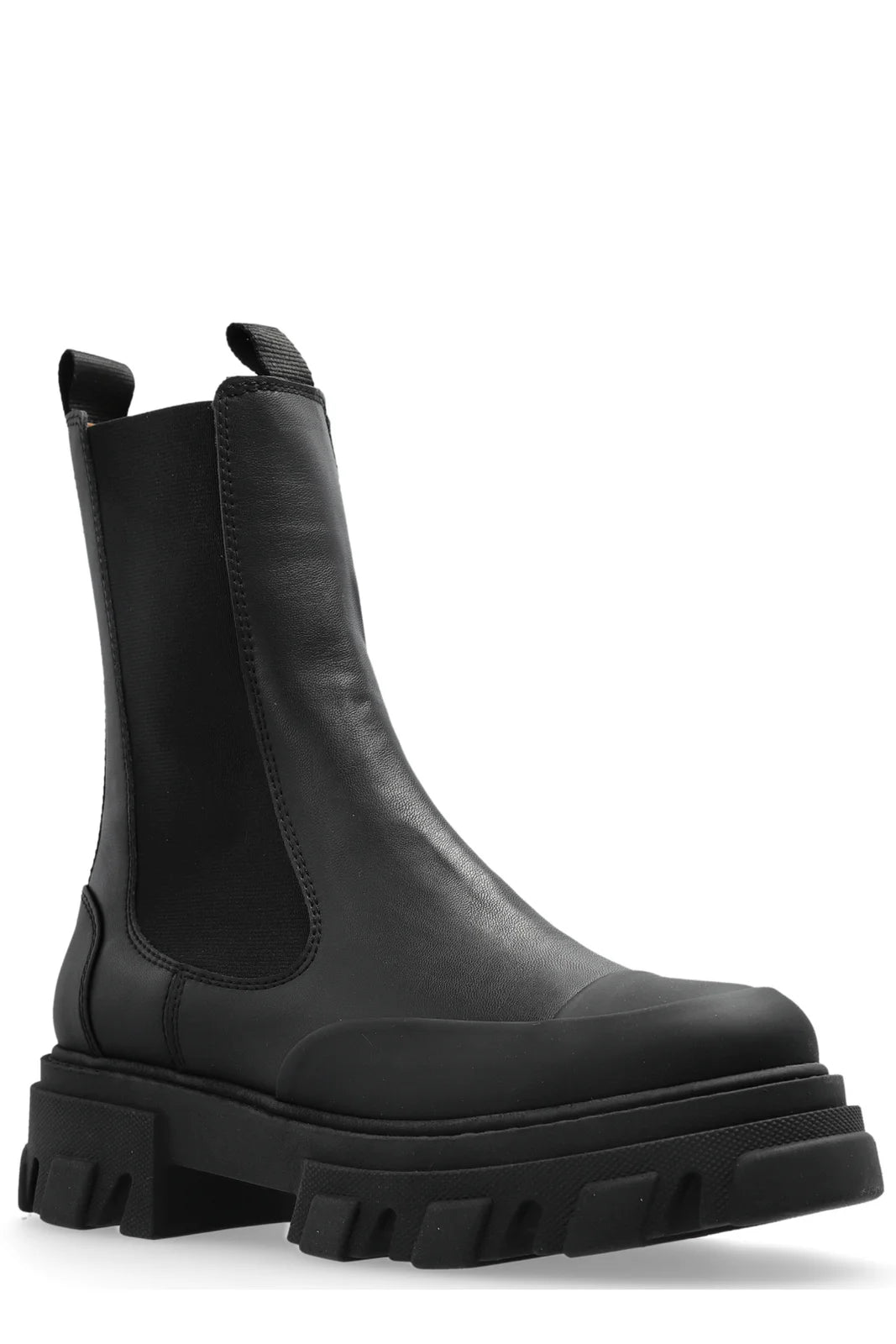 Cleated Mid Chelsea Boots In Black