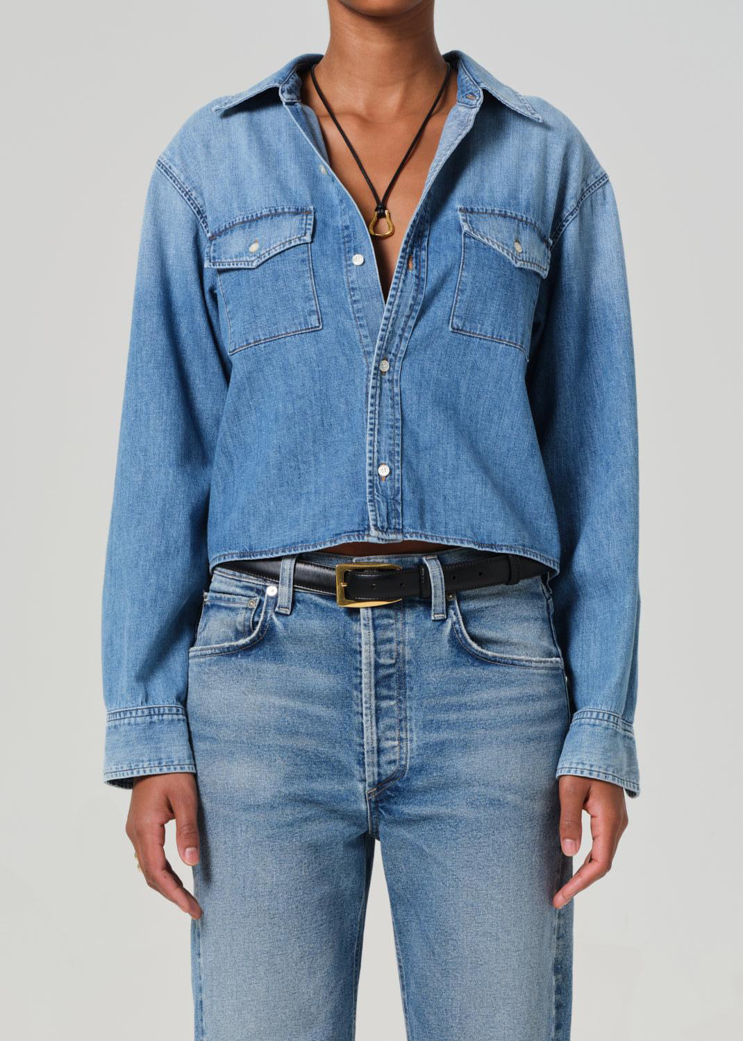 Baby Shay Cropped Shirt Carolina Blue