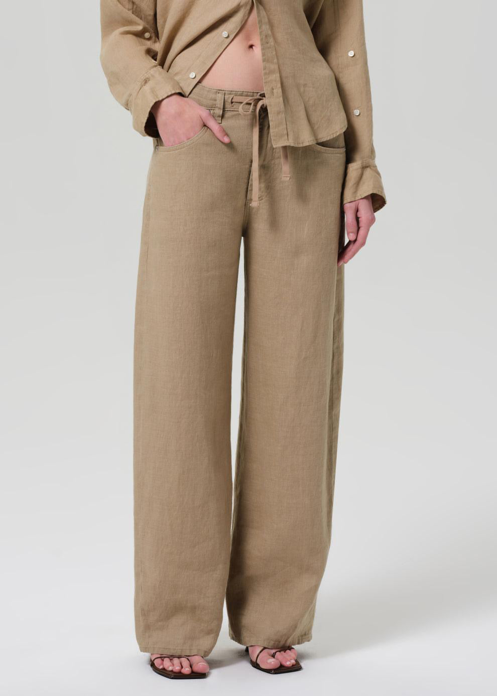 Brynn Drawstring Linen Trouser Gobi