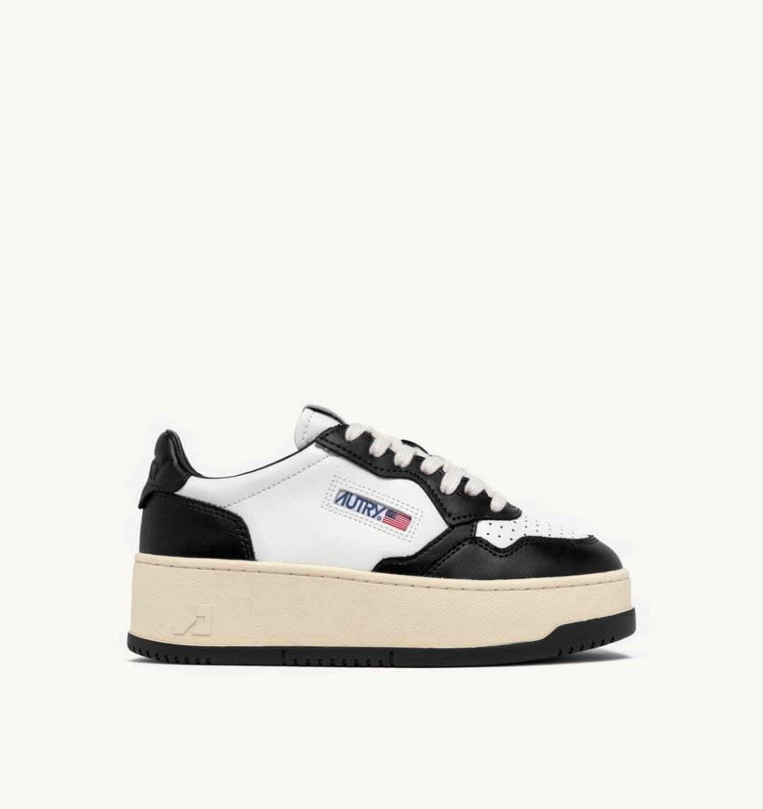 Medalist Platform Sneakers In White And Black Leather