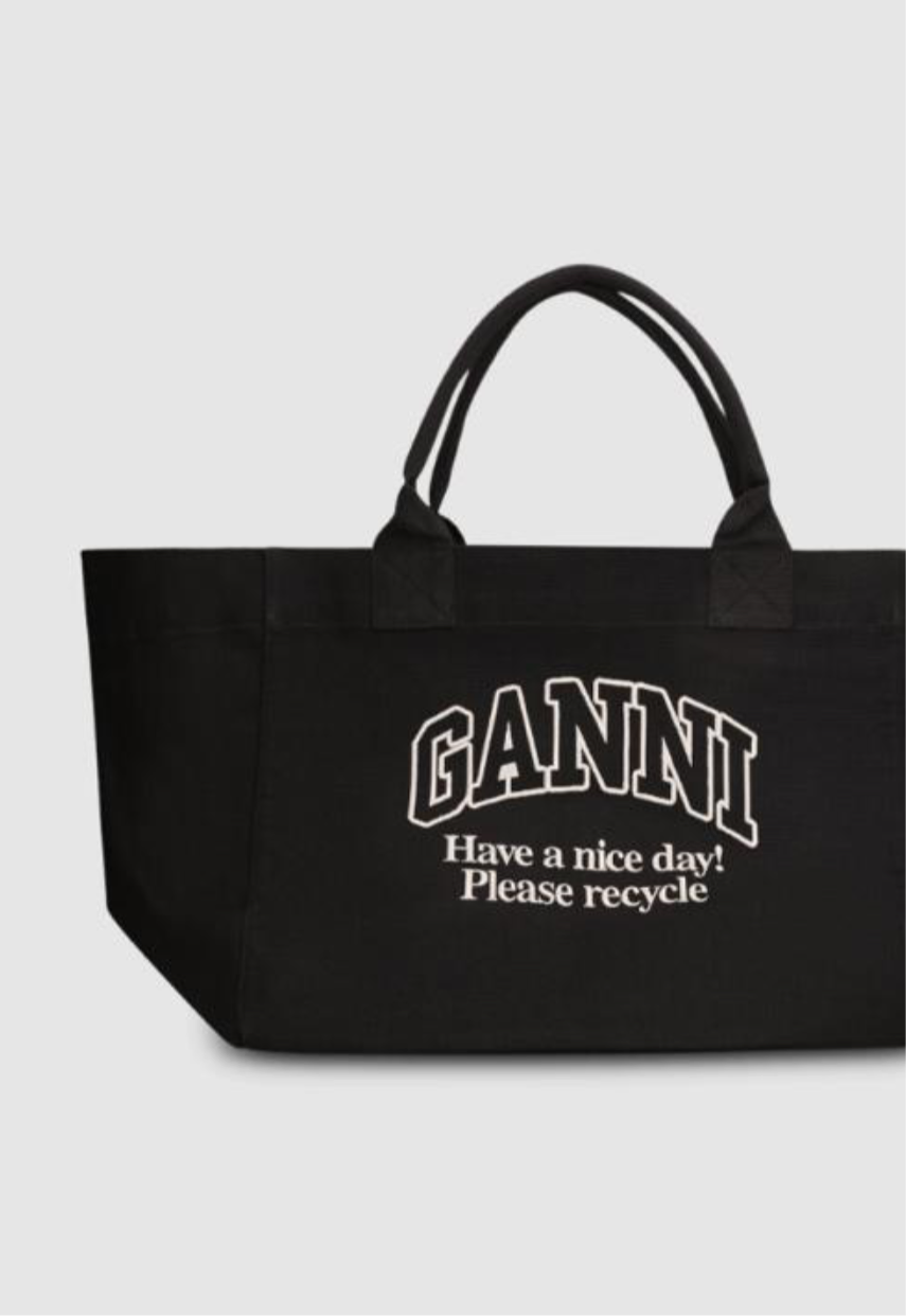 Print Canvas Tote Bag black