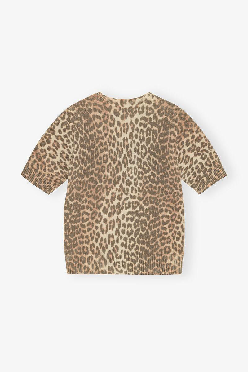 Leopard Wool Mix T-Shirt GANNI