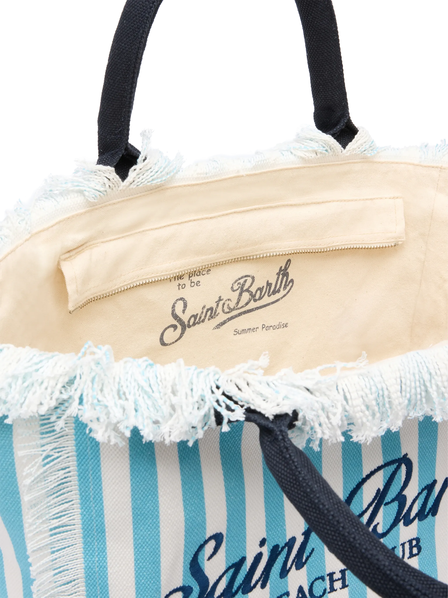 BORSA A SPALLA VANITY IN CANVAS DI COTONE CON STAMPA A RIGHE AZZURRE