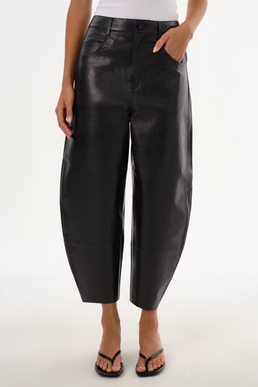 Fenne Leather Tapered Pant Black