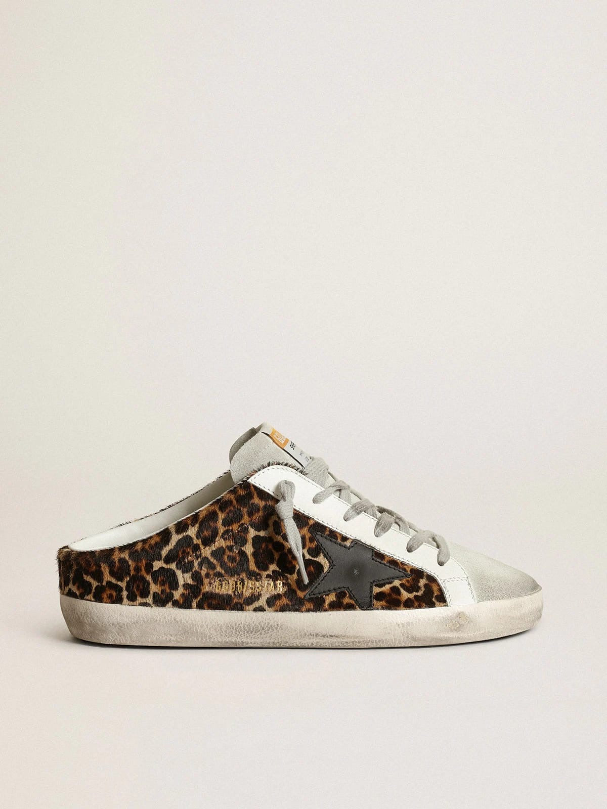 Super Star Sabot In Leopard Print Pony Skin With Black Star