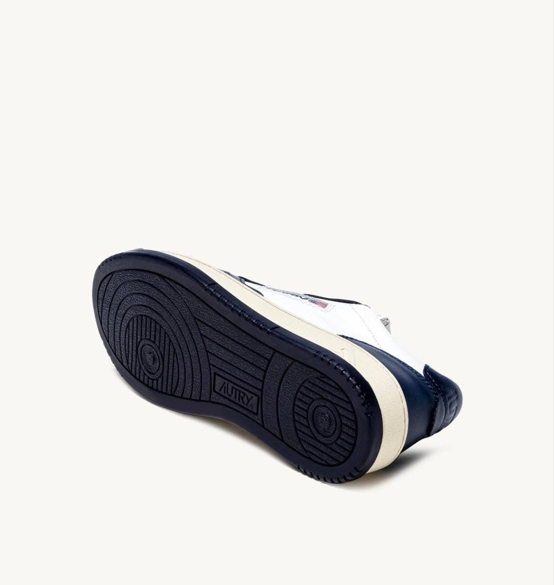 Medalist Low Sneakers In White And Night Blue Leather