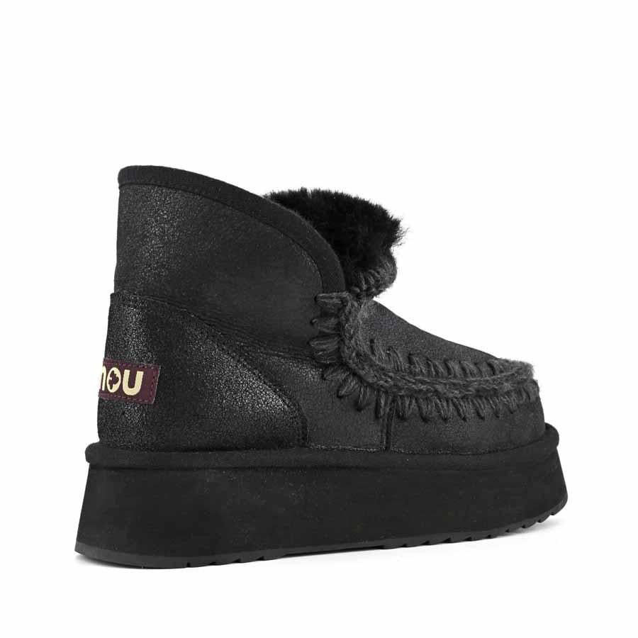 Mini Eskimo Platform Boot Cracked Black