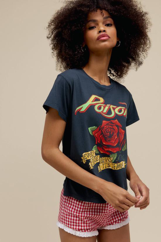 Poison Every Rose Has Its Thorn Solo Tee Vintage Black