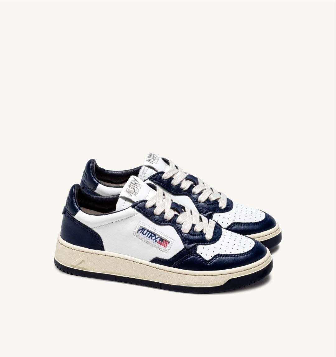 Medalist Low Sneakers In White And Night Blue Leather