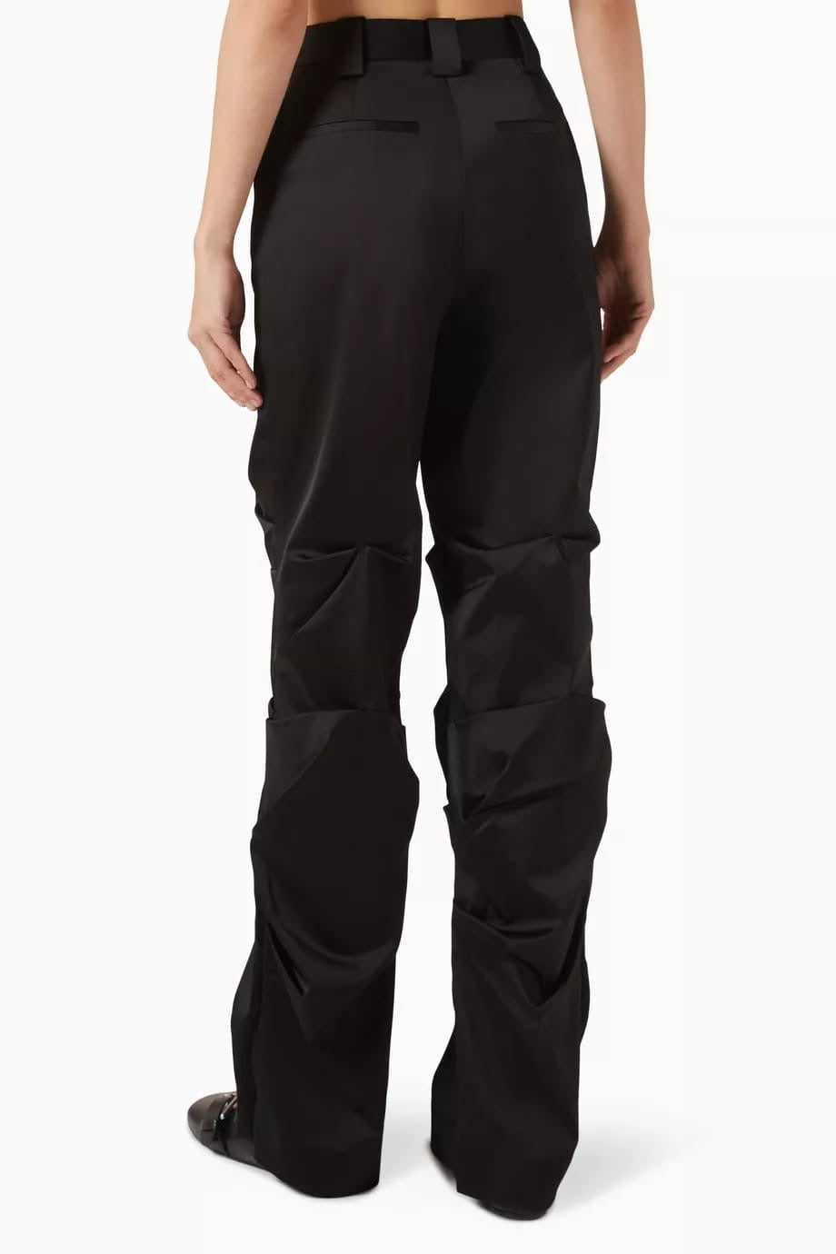 Technical	Stretch	Satin	Drapey	Pants Black