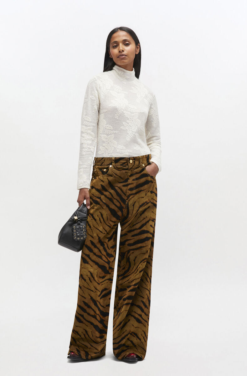 Zebra Print Baggy Jeans Khaki