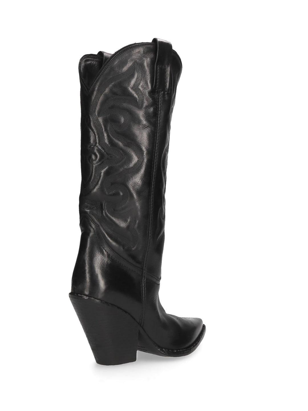 Black Leather Texan Boots