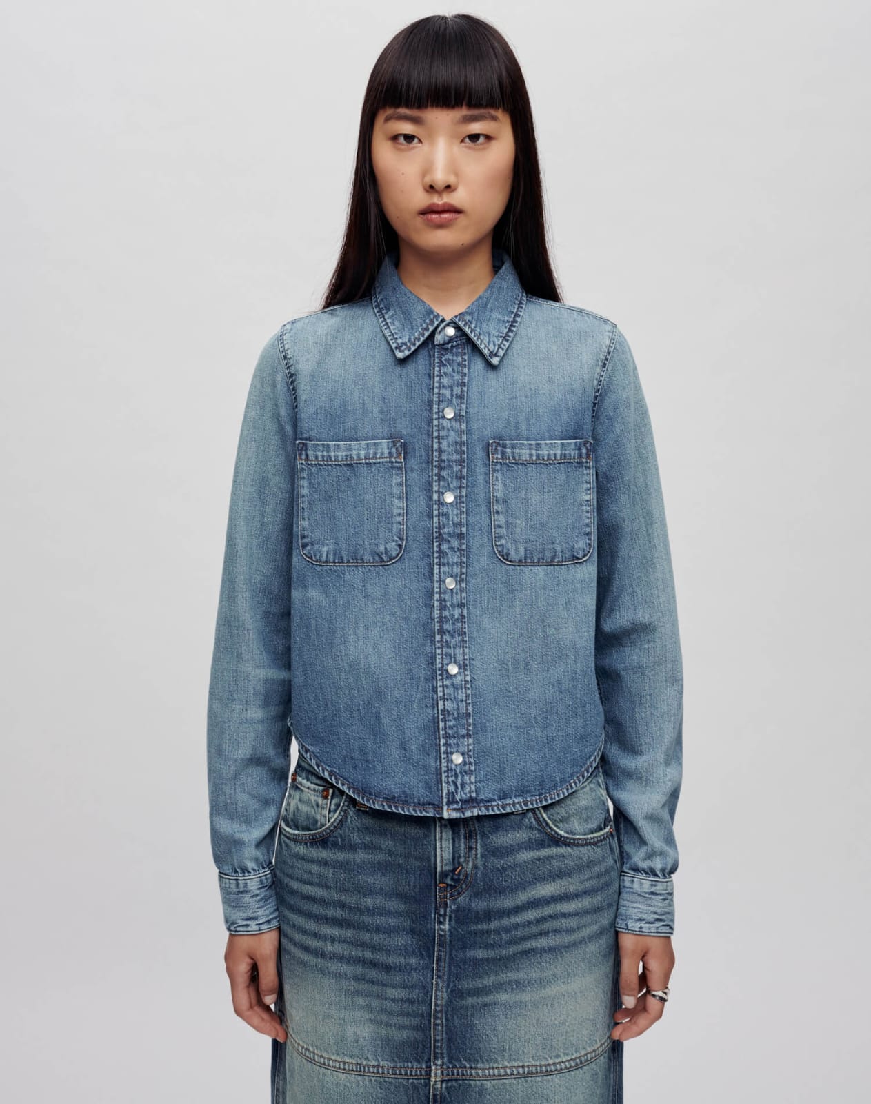 Slim Denim Shirt Worn Down