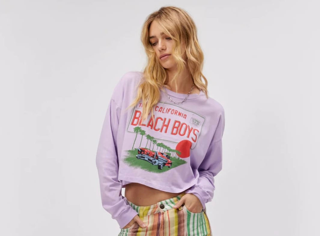 The Beach Boys License Plate Crop Ls Merch In Lavender Bloom